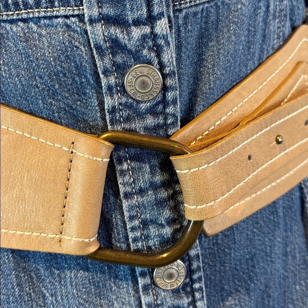 Olsen tan leather and Cotton weaved belt size medium - Picture 7 of 13